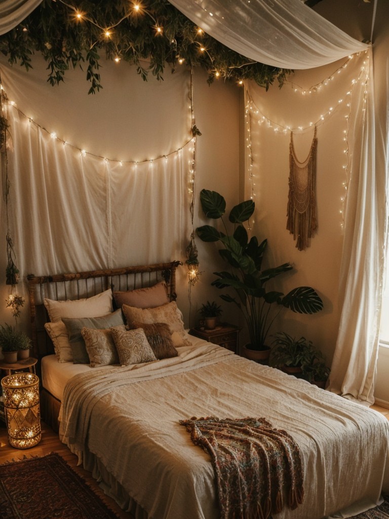 Boho Bedroom Vibes: Create a Magical Oasis with Fairy Lights!