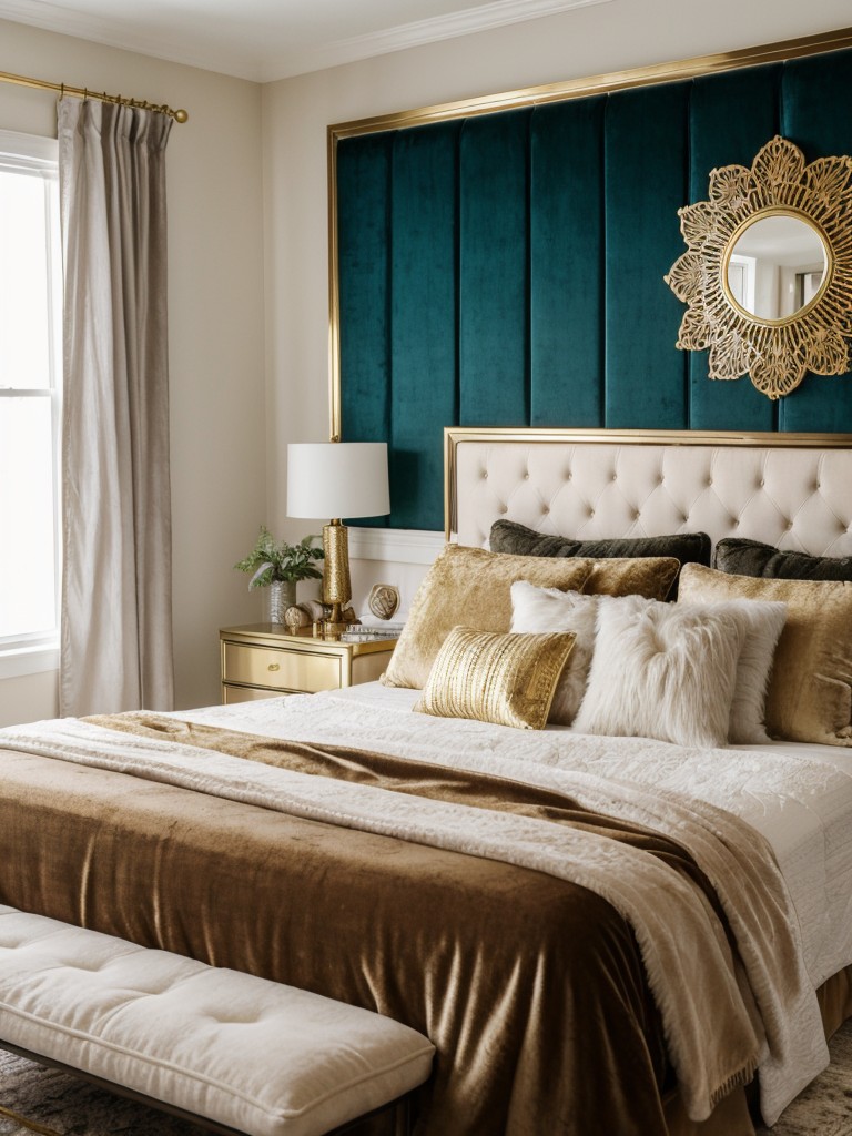 Glam up Your Bedroom with Velvet and Metallic Accents