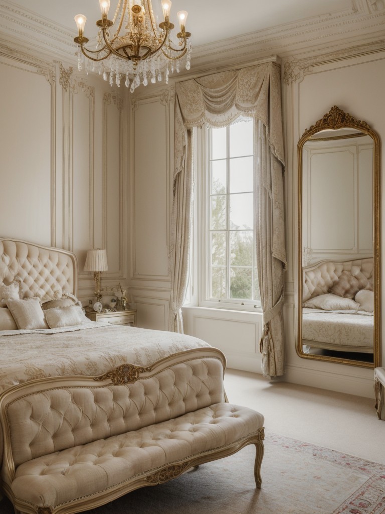 French-inspired Bohemian Bedroom. Channel elegance with a tufted bed and romantic lighting.