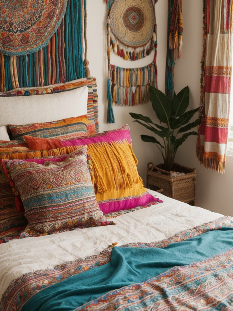 Boho Bedroom Vibes: Elevate Your Apartment with Vibrant Textiles and Layered Patterns ?