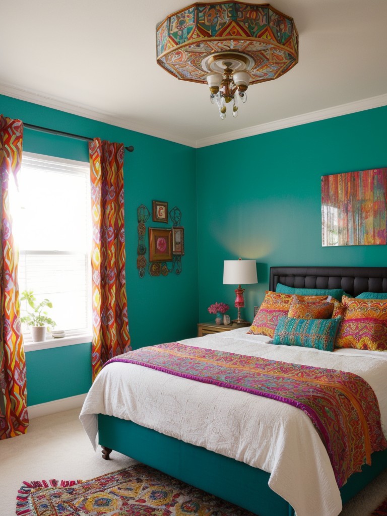 Vibrant Boho Bedroom: Bold Colors, Eclectic Decor