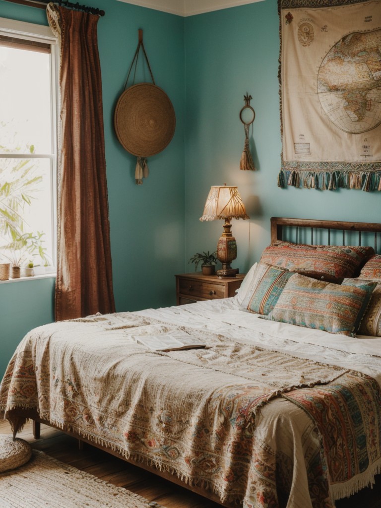 Travel-inspired Boho Bedroom: Wanderlust Decor for an Inviting Space.