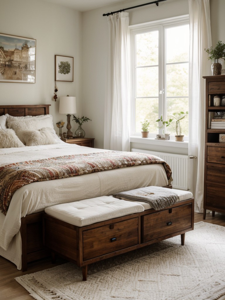 Versatile Bohemian Bedroom Decor: Storage Solutions & Multi-Functional Furniture!