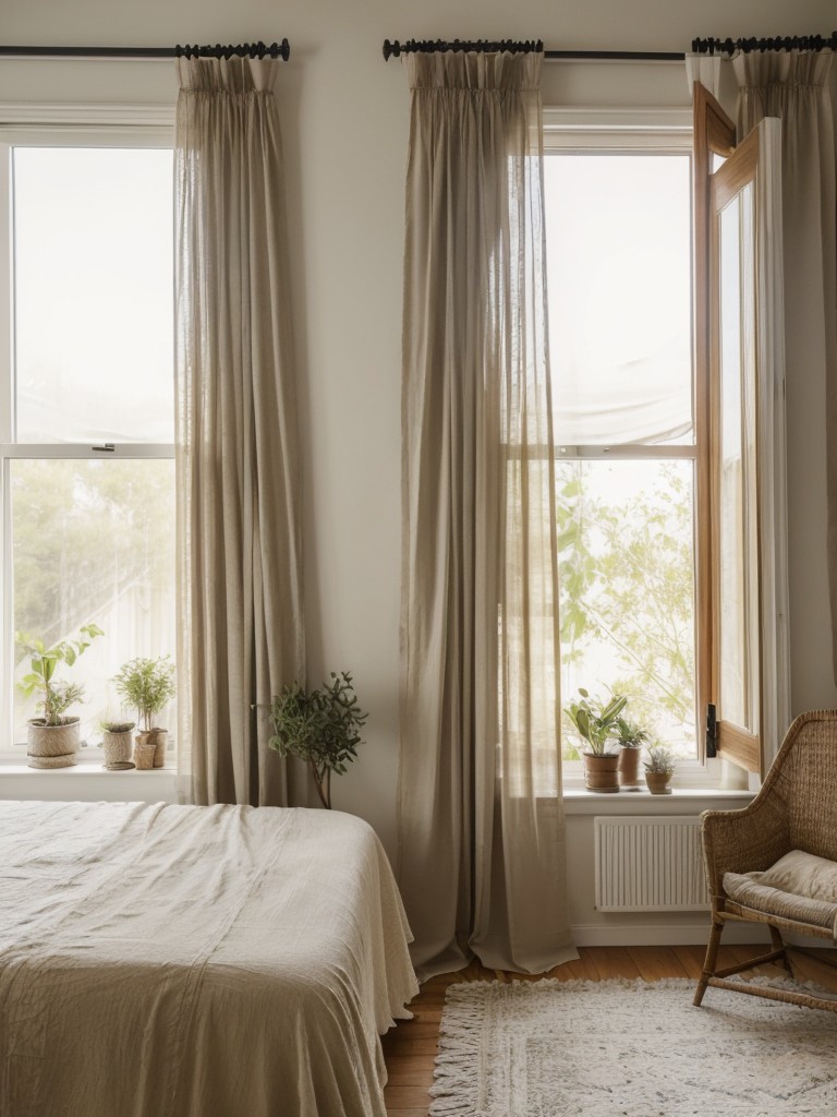 Free-Spirited Bedroom: Embrace Boho Chic with Sheer & Textured Curtains