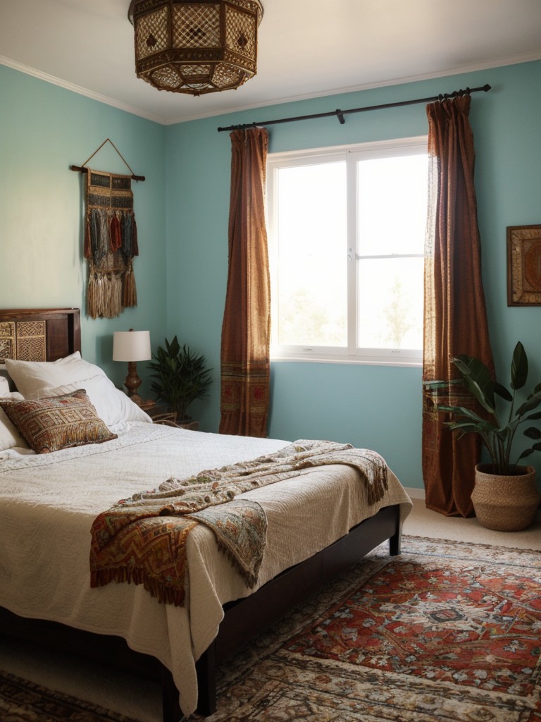 Moroccan-inspired rug transforms apartment bedroom into cozy oasis