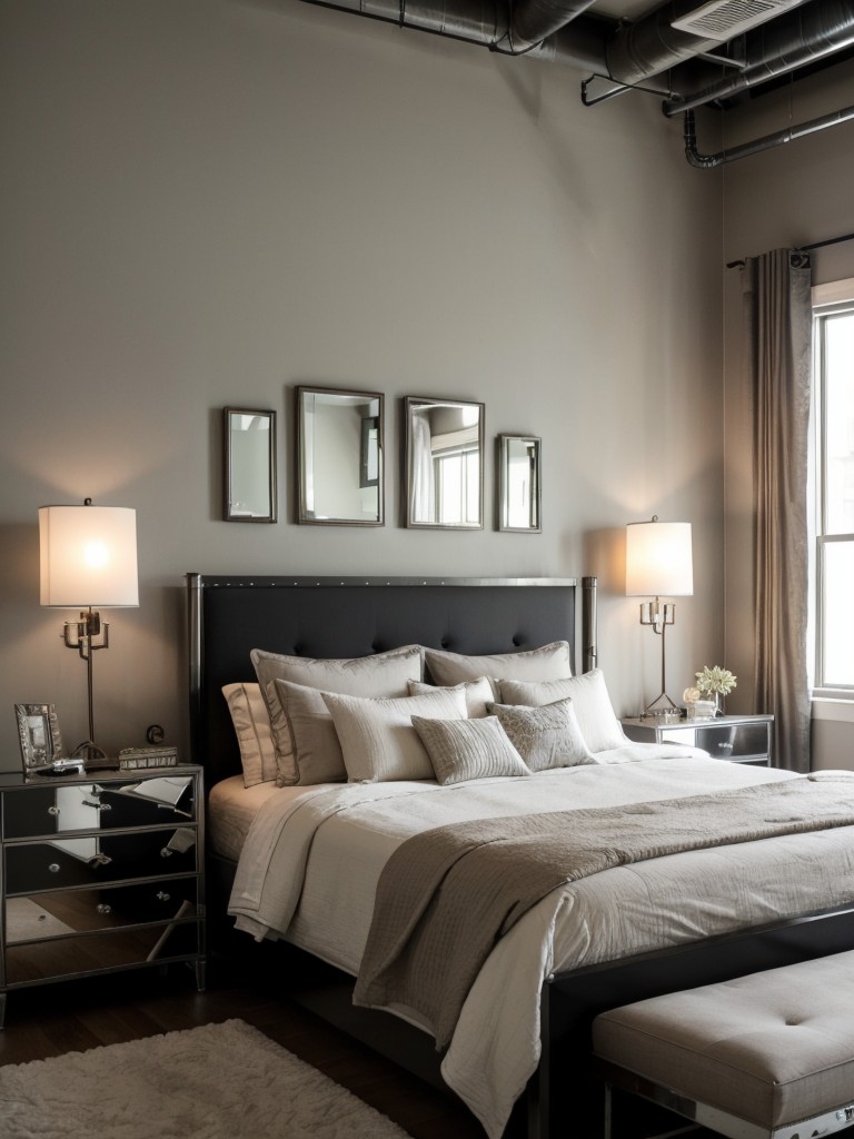 Industrial Glam: Elevate Your Bedroom with Mirrored Furniture & Metallic Accents