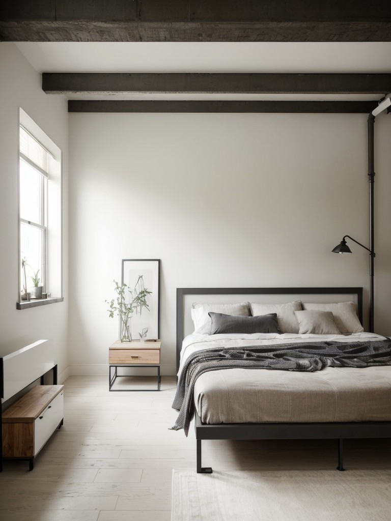 Industrial Bedroom Bliss: Minimalist Vibes for a Calm Apartment