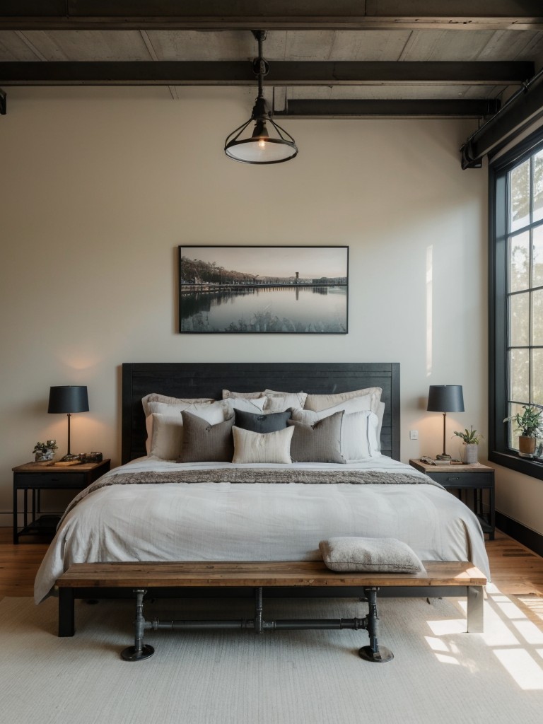 Industrial Bliss: Create a Tranquil Bedroom Oasis