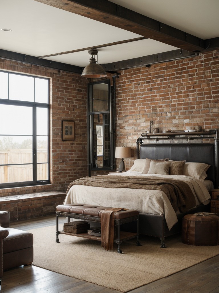 Industrial Bedroom Retreat: Rustic & Chic Apartment Inspiration!