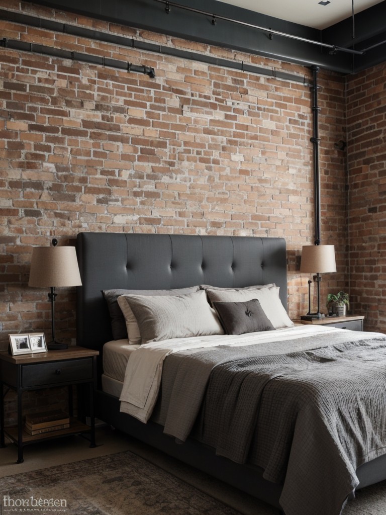 Industrial Chic: Inspiring Bedroom with Exposed Brick & Metal