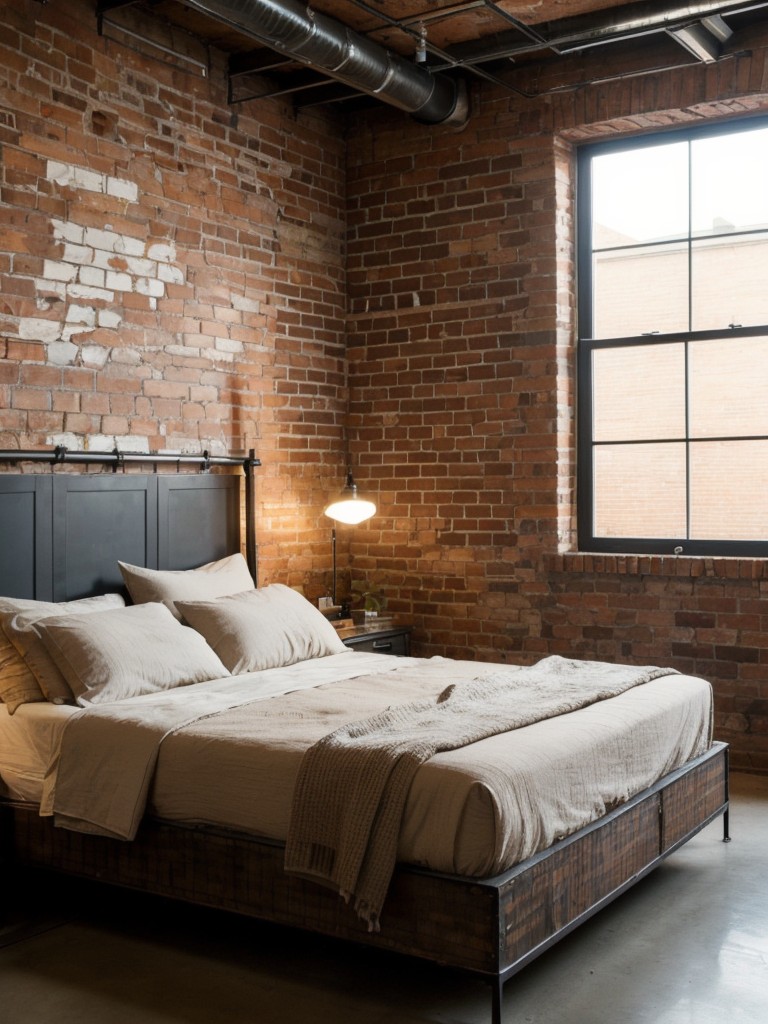 Industrial Bedroom: Exposed Brick with a Rustic Twist!