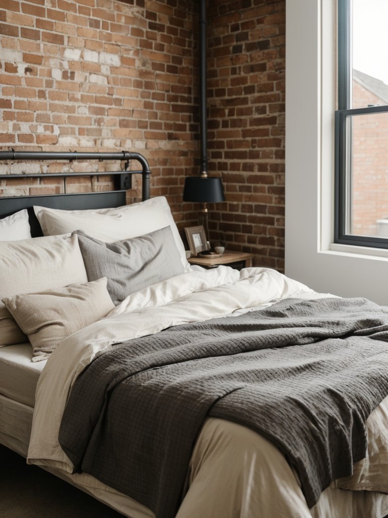 Industrial Chic Bedroom: Exposed Brick & Metal Inspiration