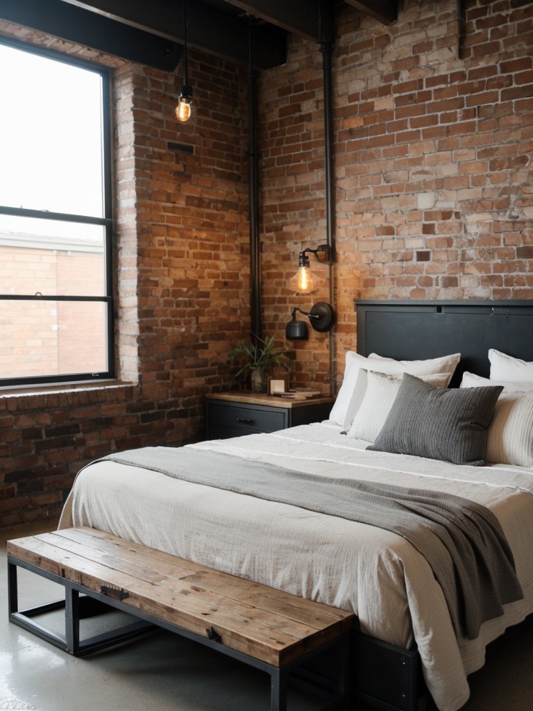 Industrial Chic: Unleash Your Style with Raw Exposed Brick and Metal Accents for a Modern Apartment