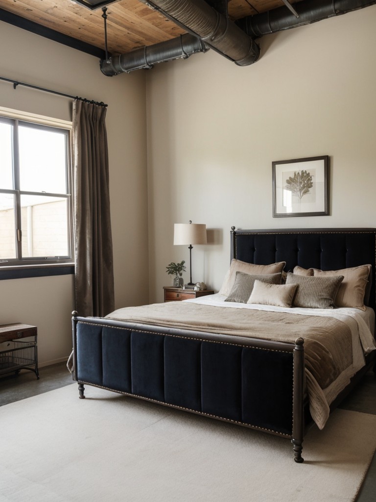 Vintage Industrial: Add Old-World Charm to Your Bedroom with Luxe Velvet!