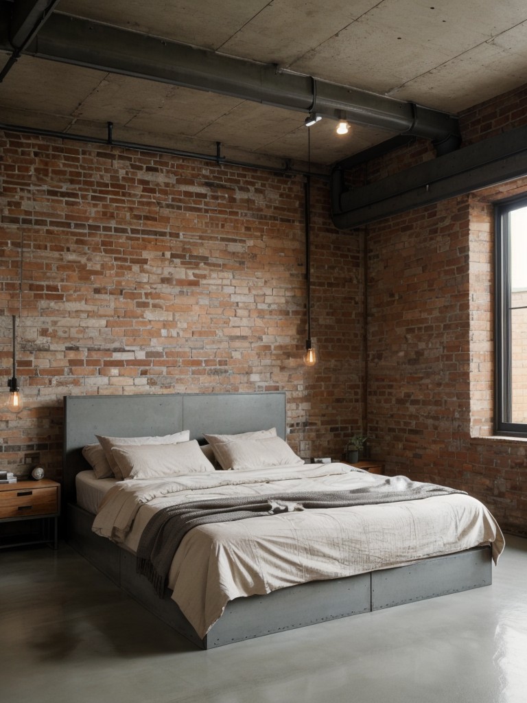 Industrial Chic: Transform Your Bedroom with Exposed Brick & Concrete