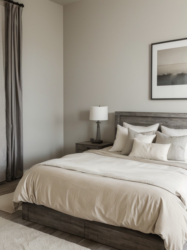 Industrial Zen: Create a serene and simplistic bedroom space with neutral colors!