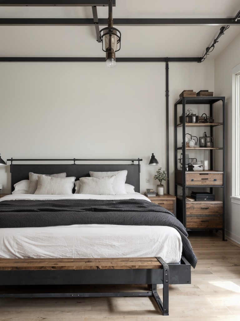 Industrial meets Scandinavian: Transform your bedroom with clean lines and natural wood tones.