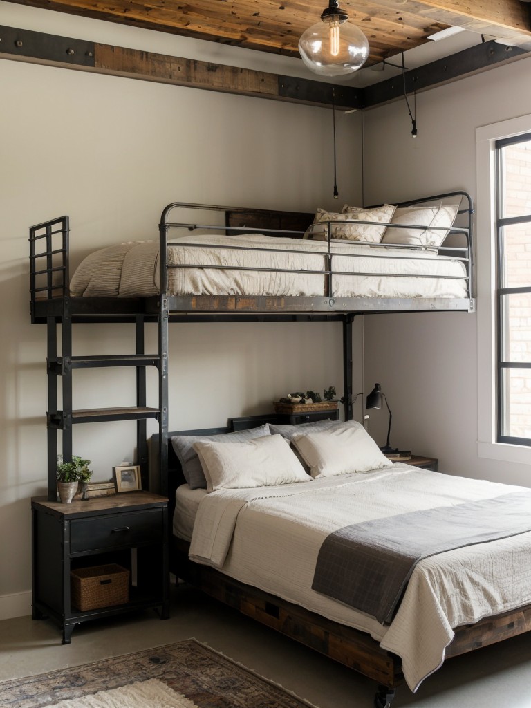 Revamp Your Bedroom: Industrial Chic with Loft Bed & Exposed Bulbs