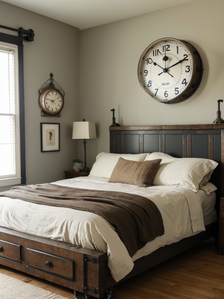 Vintage Clocks for an Industrial Bedroom Vibe