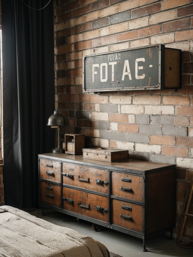 Vintage Industrial Signage: Add Factory Flair to Your Apartment Bedroom