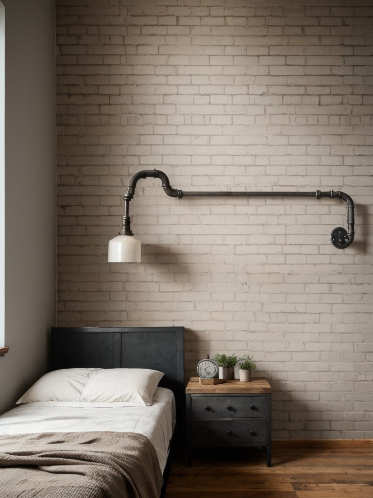 Stylish Industrial Vibes: Transform Your Bedroom with Exposed Brick or Concrete Wallpaper!