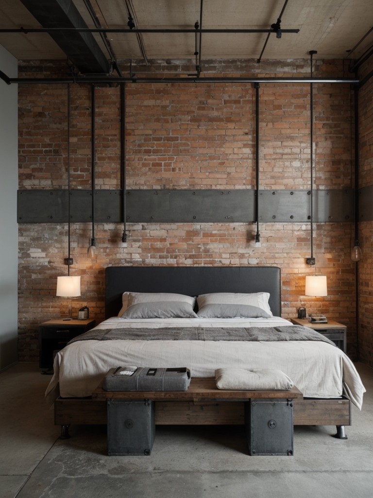 Industrial Chic: Transform Your Bedroom with Exposed Brick and Concrete.