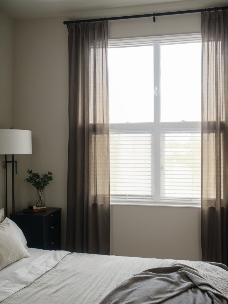 Industrial Chic: Stylish Bedroom with Layered Window Treatments