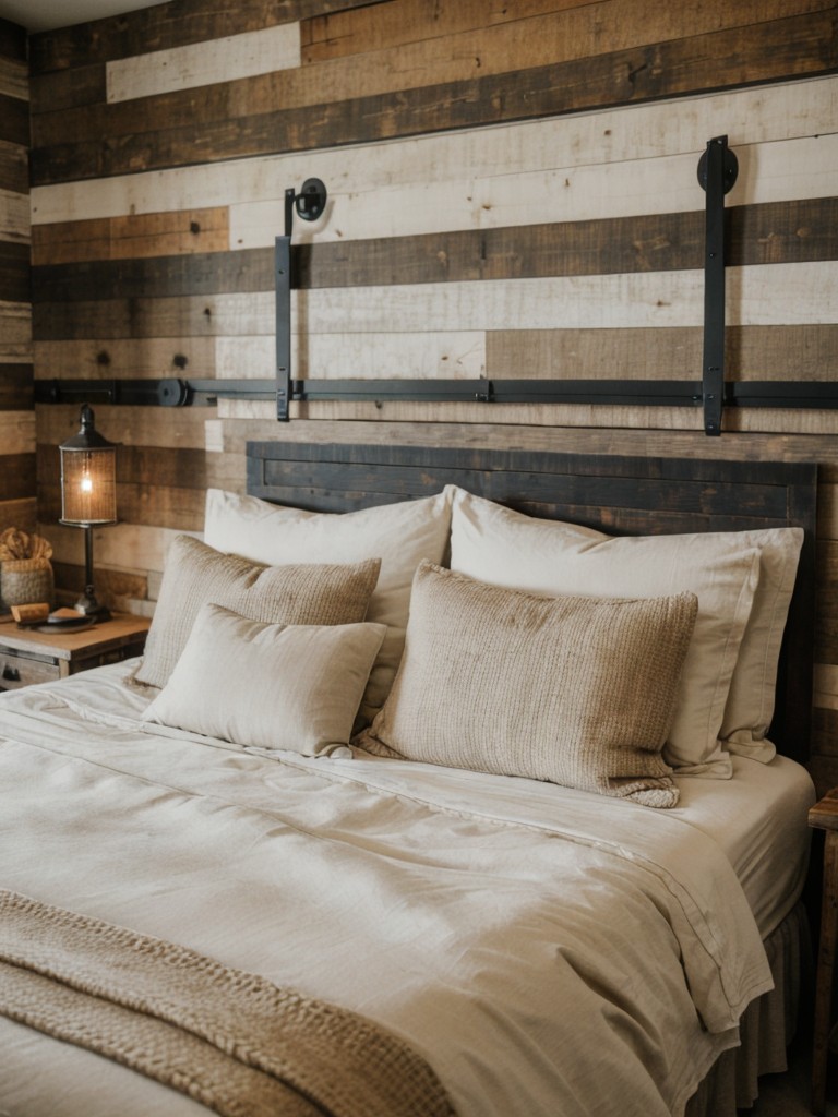 Cozy-chic: Add character to your bedroom with a rustic barn door headboard.