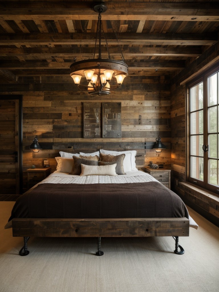 Sustainable Industrial Rustic: Elevate Your Bedroom with a Reclaimed Chandelier