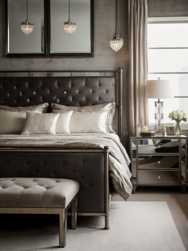 Glam Up Your Bedroom with Metallic, Crystal, and Mirrored Elements