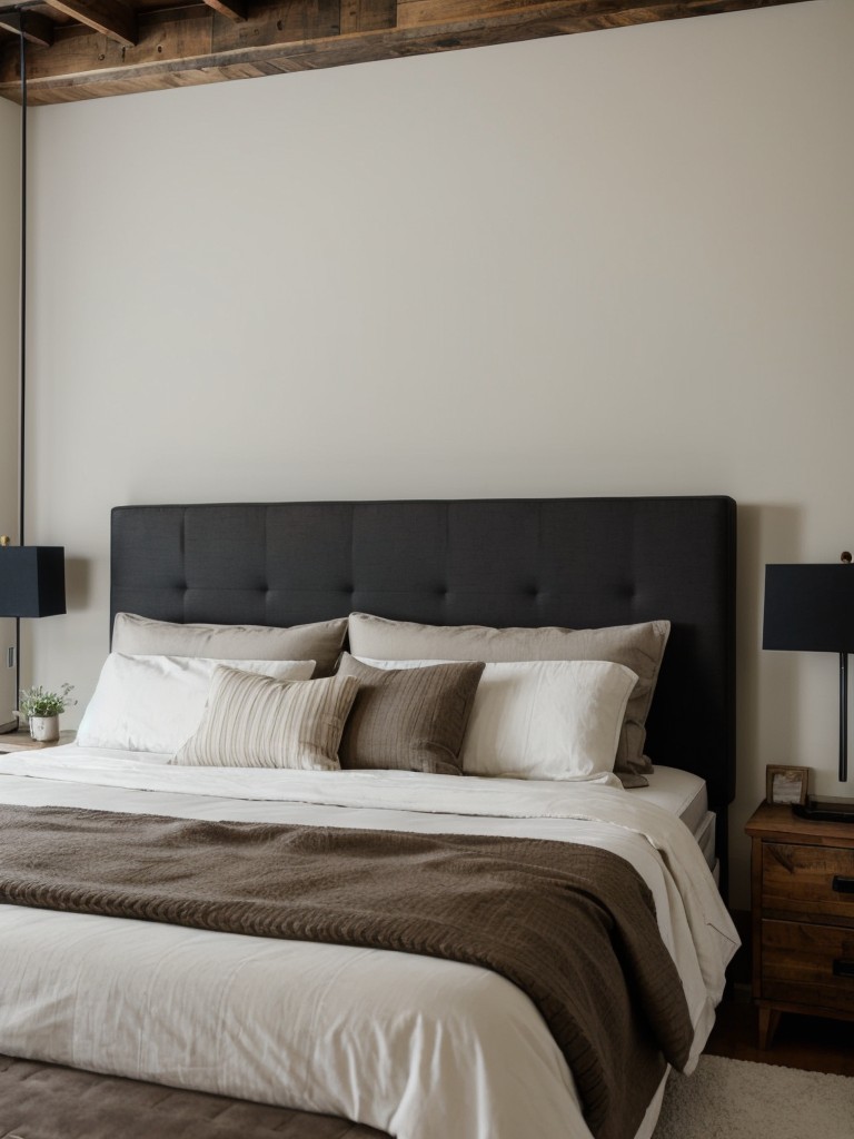 Rustic meets modern: Create a sleek bedroom space with tufted or distressed bed frames.