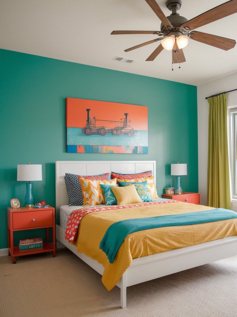 Vibrant and Playful Bedroom Decor: Embrace Industrial Whimsy