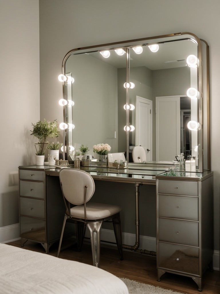 Green your bedroom: Add plants and glam with a vanity area!