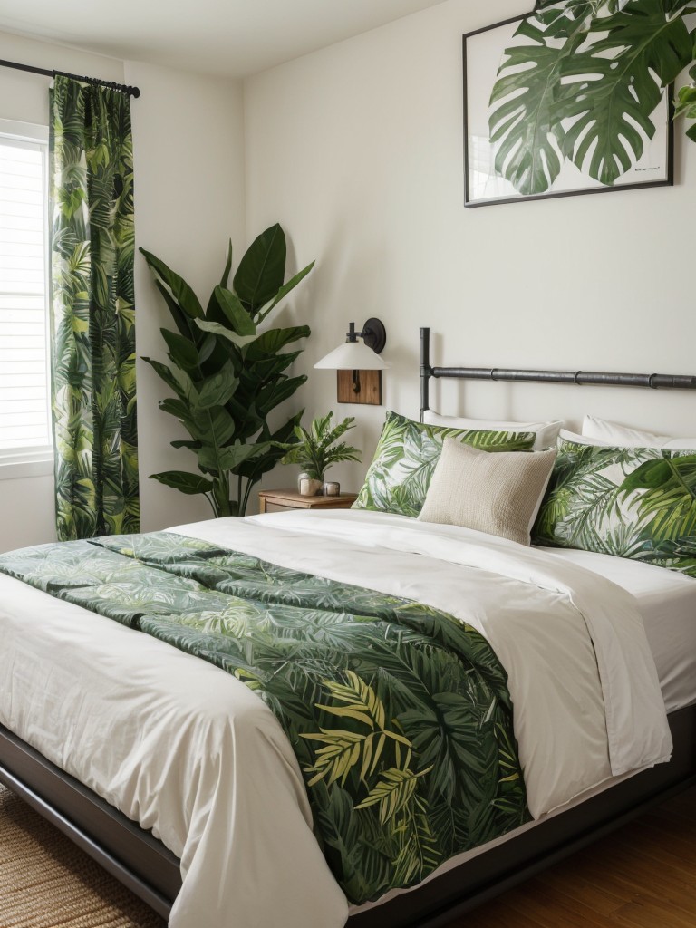 Tropical Vibes: Create a Personalized Bedroom with Bamboo & Leafy Green Elements.