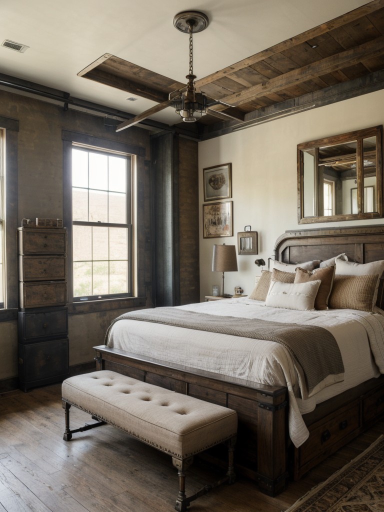 Industrial Chic: Create a Vintage-Inspired Bedroom with Distressed Finishes & Antique Furniture