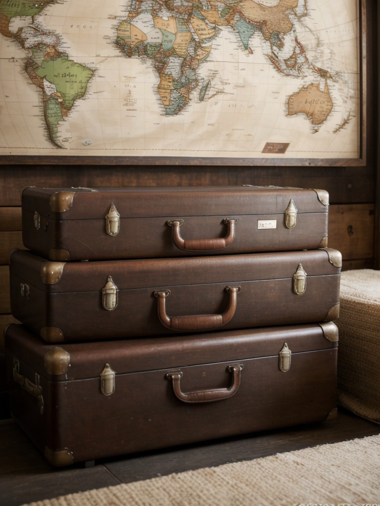 Industrial + Travel: Create a Personalized Apartment with Vintage Suitcases & Global Decor.