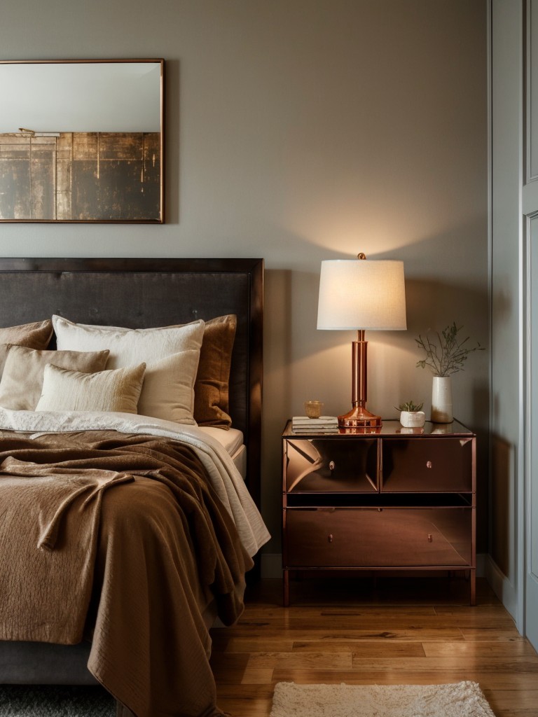 Cozy Industrial Bedroom Vibes: Mixing Metallics and Soft Textiles