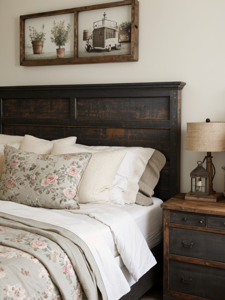 Charming Farmhouse Chic: Create a cozy and rustic bedroom with vintage-inspired decor.