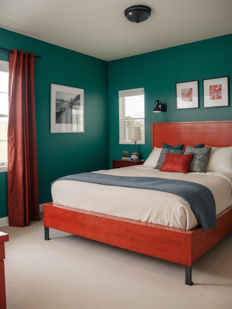 Bold Industrial Bedroom Walls in Vibrant Hues