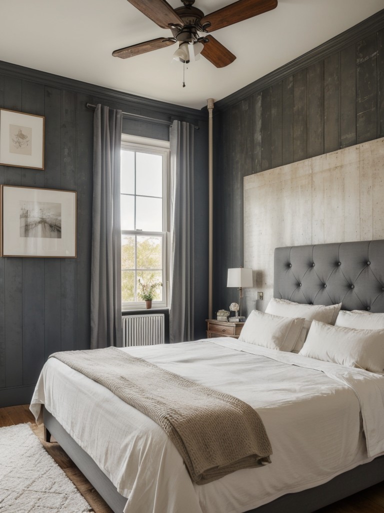 Chic Industrial Bedroom: Bold Statement Walls for an Impactful Look!