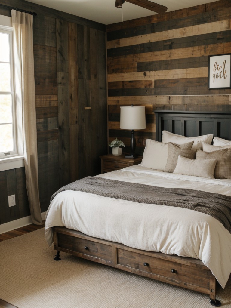 Bold Industrial Accent Walls for Your Bedroom. Embrace Rustic Charm in Your Apartment.