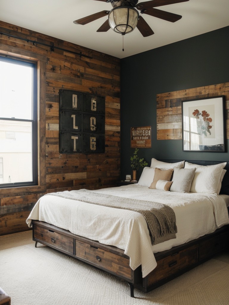 Stunning Industrial Bedroom: Embrace the Boldness of Statement Walls!