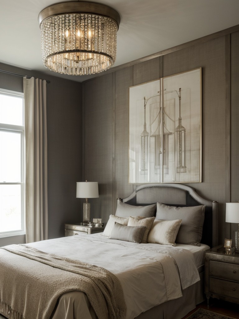 Artful Bedroom Bliss: Elevate Your Space with a Stunning Chandelier!