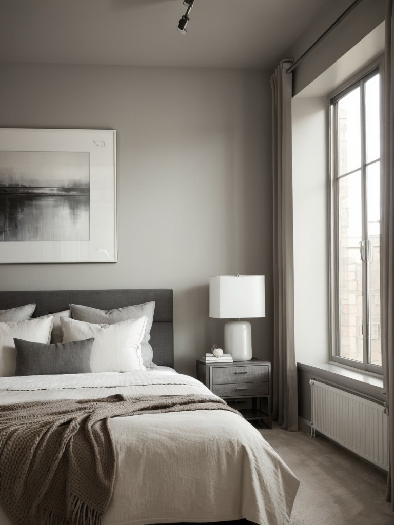 Monochromatic Magic: Create a Calm Bedroom with Industrial Art