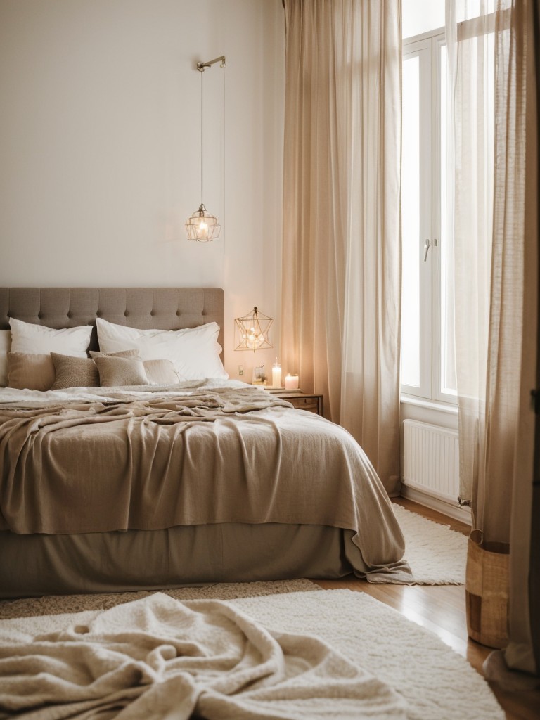 Romantic Apartment Bedroom Makeover: Soft Curtains, String Lights, Scented Candles!