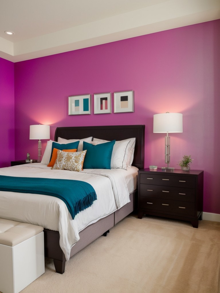 Vibrant Hue Statement Walls: Elevate Your Apartment Bedroom