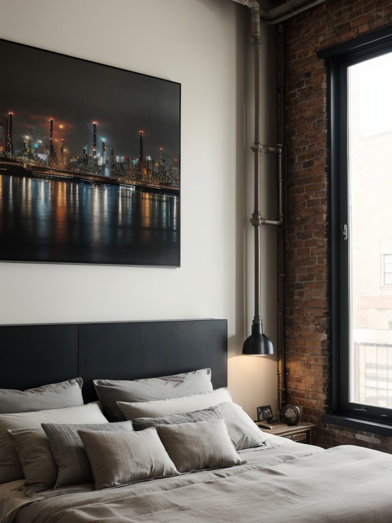 Urban Art Apartment: Transform Your Bedroom with City-Inspired Industrial Decor.