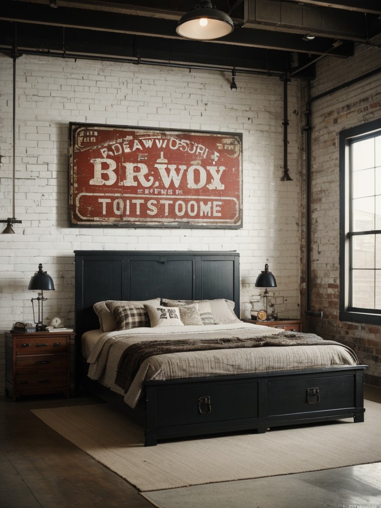 Vintage Signage for a Graphic Industrial Bedroom!