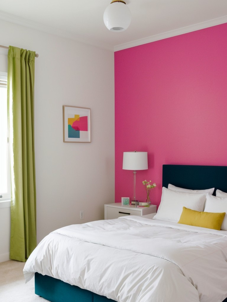 Colorful Bedroom Inspiration: Elevate your space with vibrant accents and playful artwork.