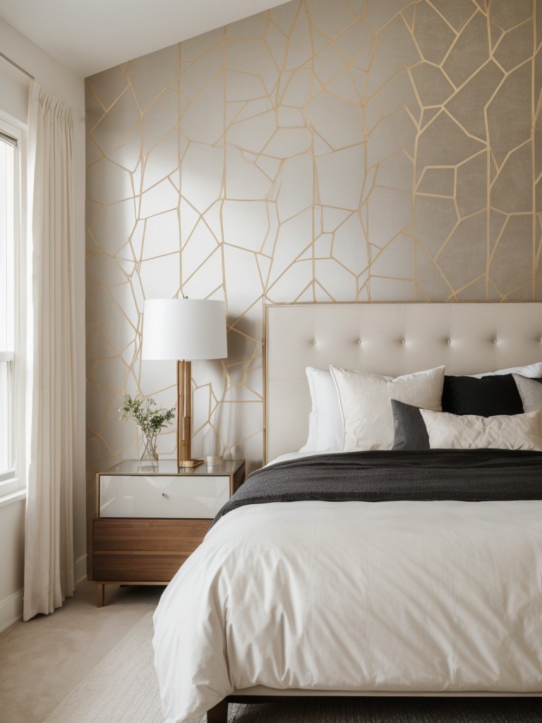 Sleek Apartment Bedroom Inspiration: Statement Wallpaper Ideas for a Stylish Focal Point.